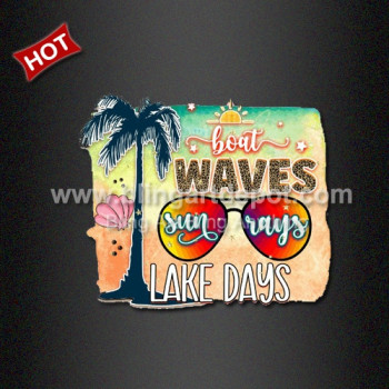 Heat Print DTF Waves Sunrays Lake Days for Beach T Shirt
